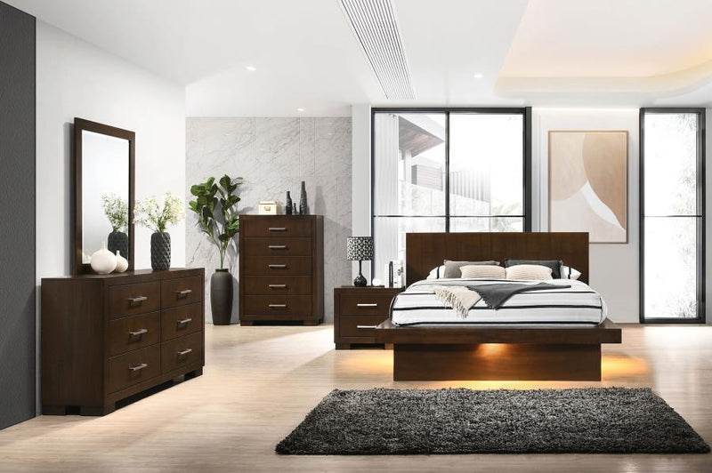 Jessica 5-piece Eastern King LED Bedroom Set Cappuccino-zoom-