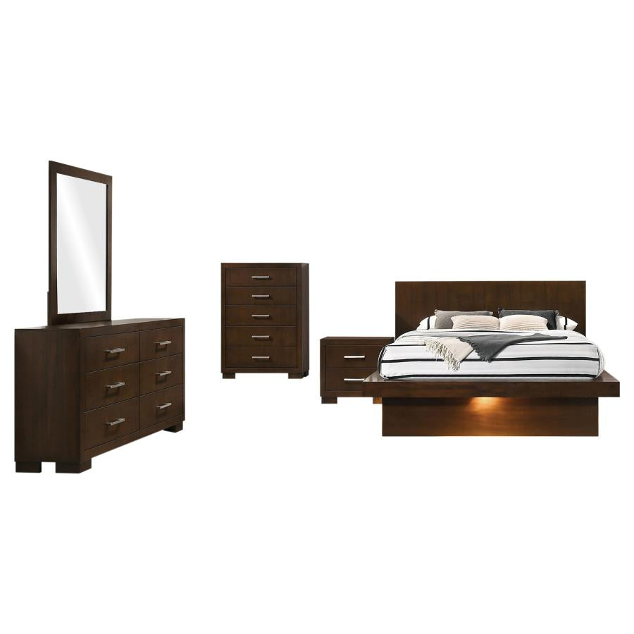 Jessica 5-piece Eastern King LED Bedroom Set Cappuccino-zoom-2