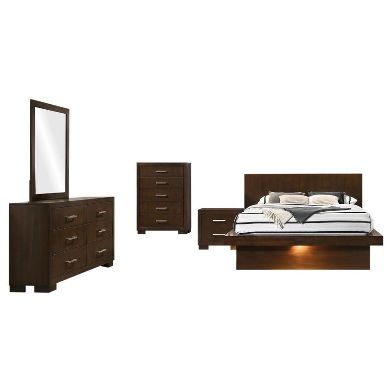 Jessica 5-piece Eastern King LED Bedroom Set Cappuccino-zoom-