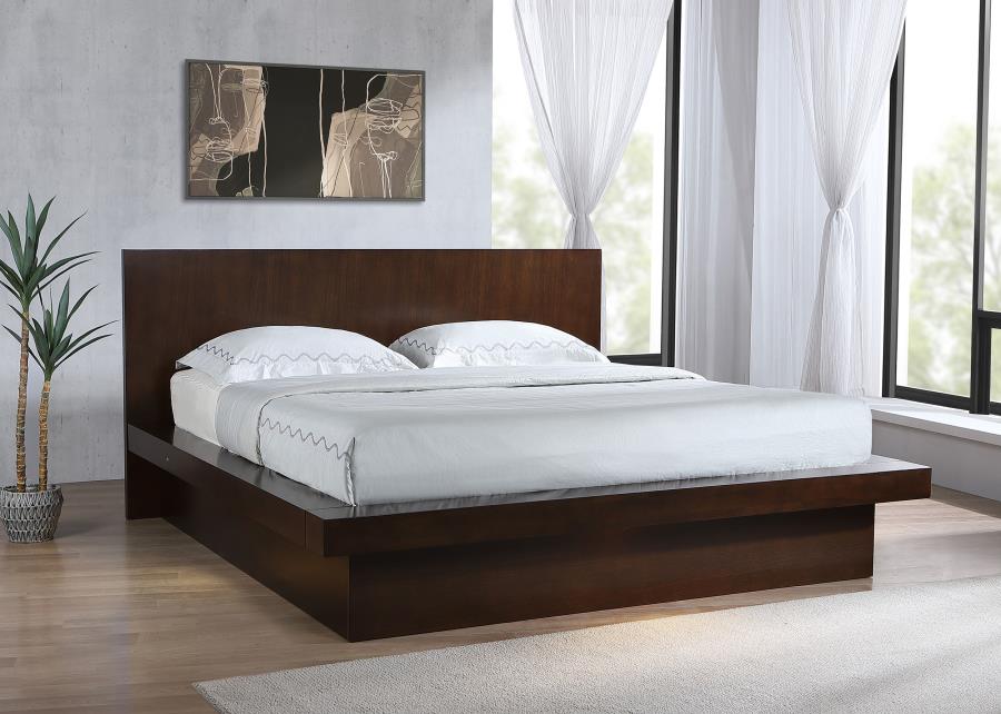 Jessica Wood Eastern King LED Panel Bed Cappuccino-2