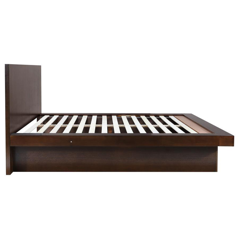 Jessica Wood Eastern King LED Panel Bed Cappuccino-zoom-