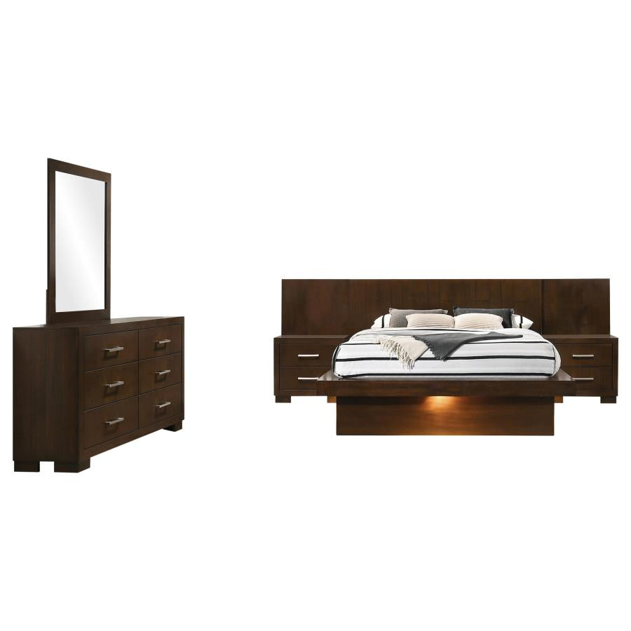 Jessica 5-piece Queen LED Bedroom Set Cappuccino-2