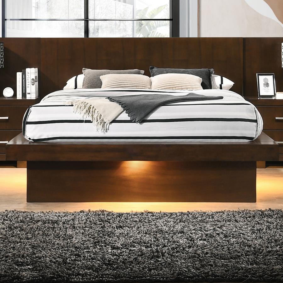 Jessica Wood Queen LED Panel Bed Cappuccino-zoom-2