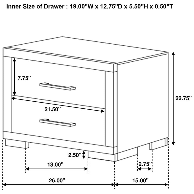 Jessica 2-drawer Nightstand Cappuccino-zoom-