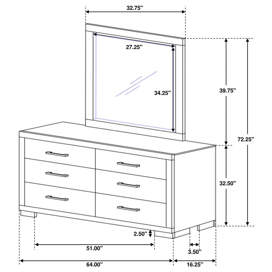 Jessica 6-drawer Dresser with Mirror Cappuccino-8