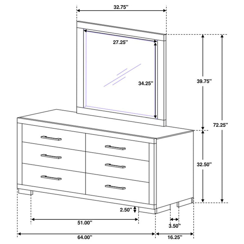 Jessica 6-drawer Dresser with Mirror Cappuccino-zoom-