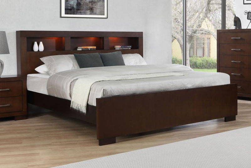Jessica Eastern King LED Storage Bookcase Bed Cappuccino-zoom-