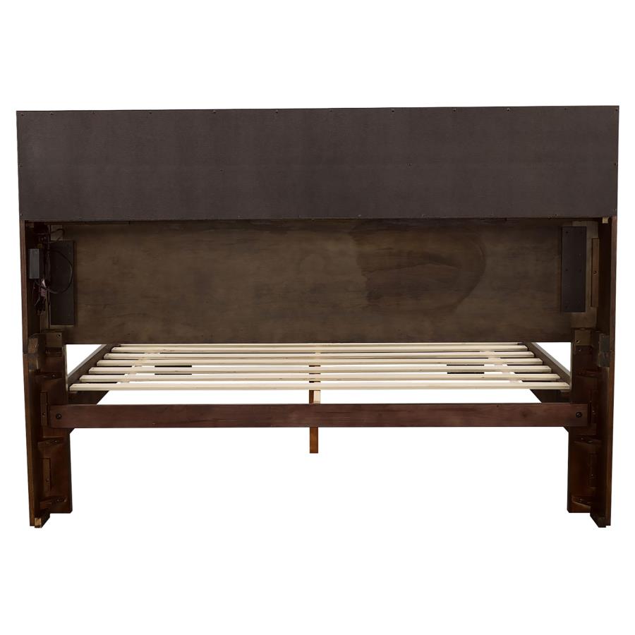 Jessica Eastern King LED Storage Bookcase Bed Cappuccino-6