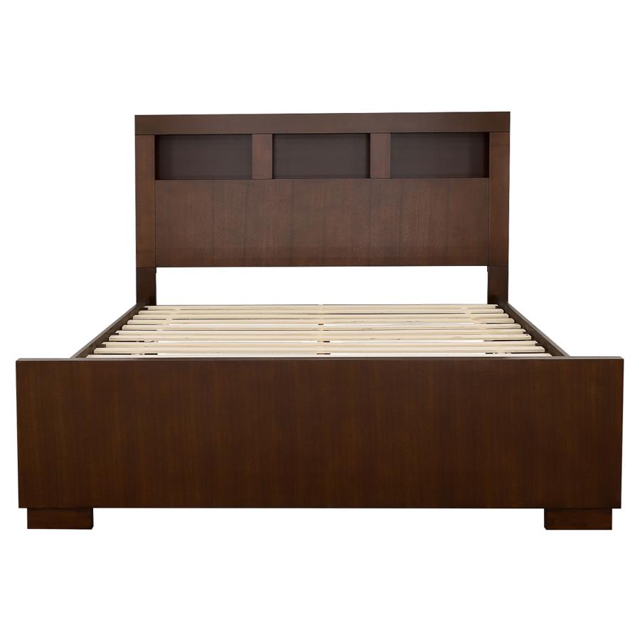 Jessica California King LED Storage Bookcase Bed Cappuccino-3