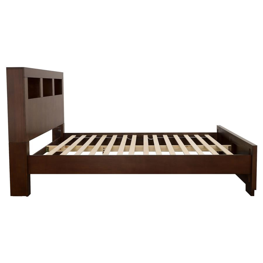 Jessica California King LED Storage Bookcase Bed Cappuccino-5