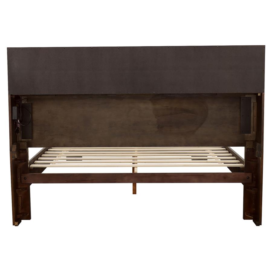 Jessica California King LED Storage Bookcase Bed Cappuccino-zoom-6