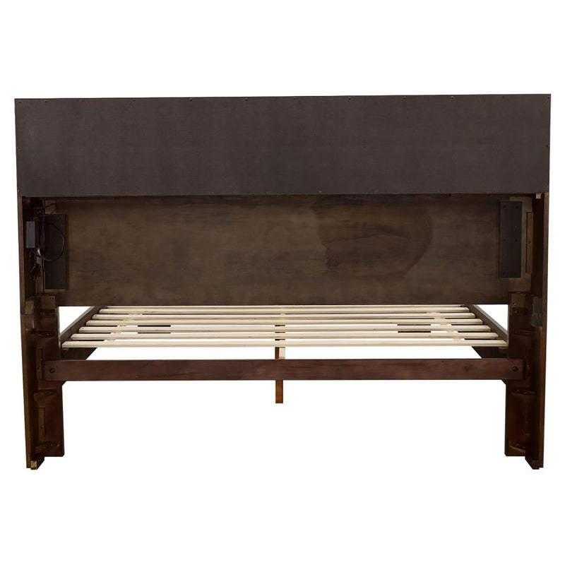 Jessica California King LED Storage Bookcase Bed Cappuccino-zoom-