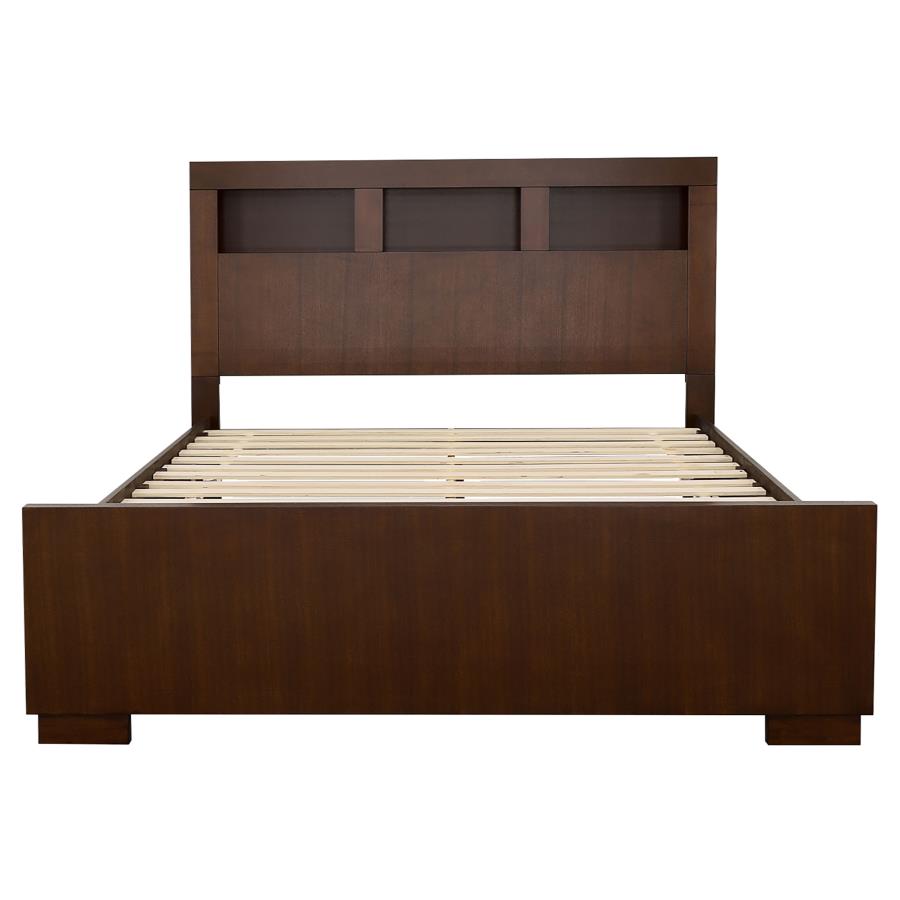 Jessica Wood Queen LED Storage Bookcase Bed Cappuccino-3