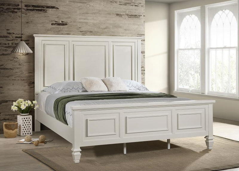 Sandy Beach 63-inch Eastern King Wood Panel Bed Cream White-zoom-