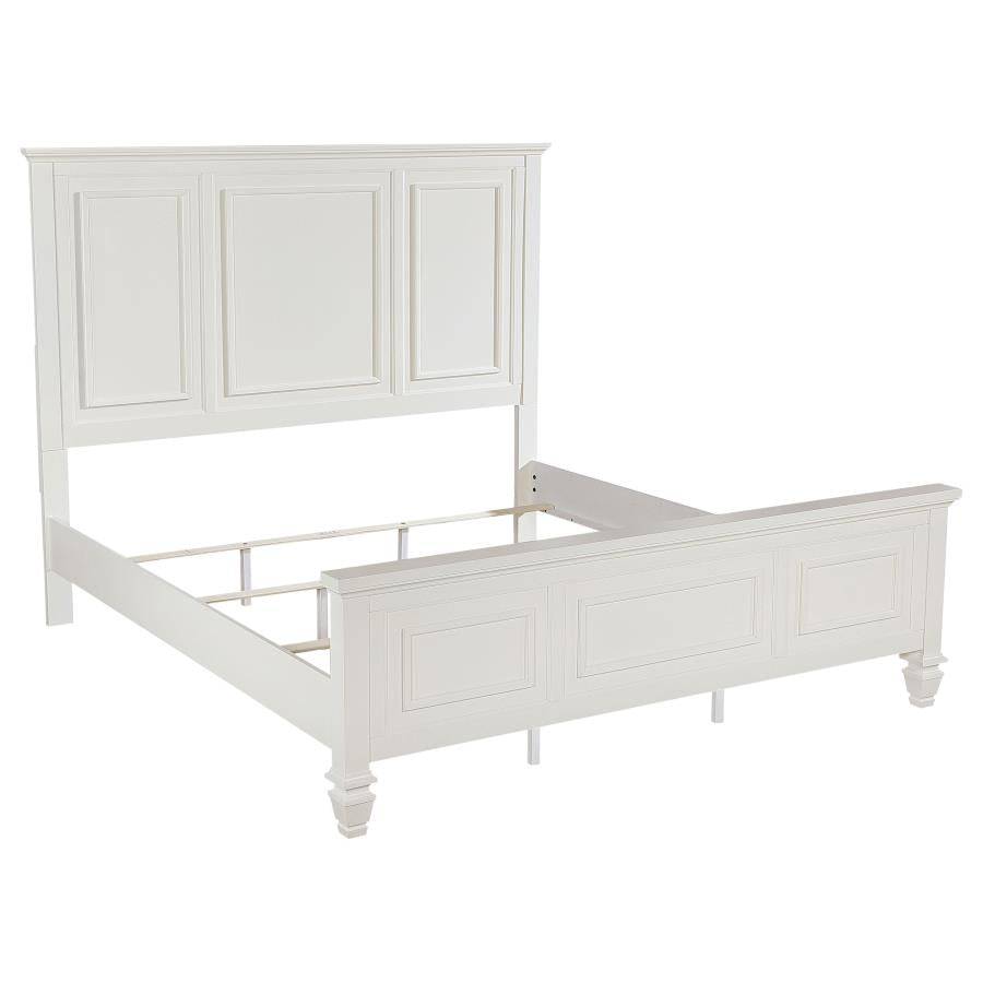 Sandy Beach 63-inch Eastern King Wood Panel Bed Cream White-1