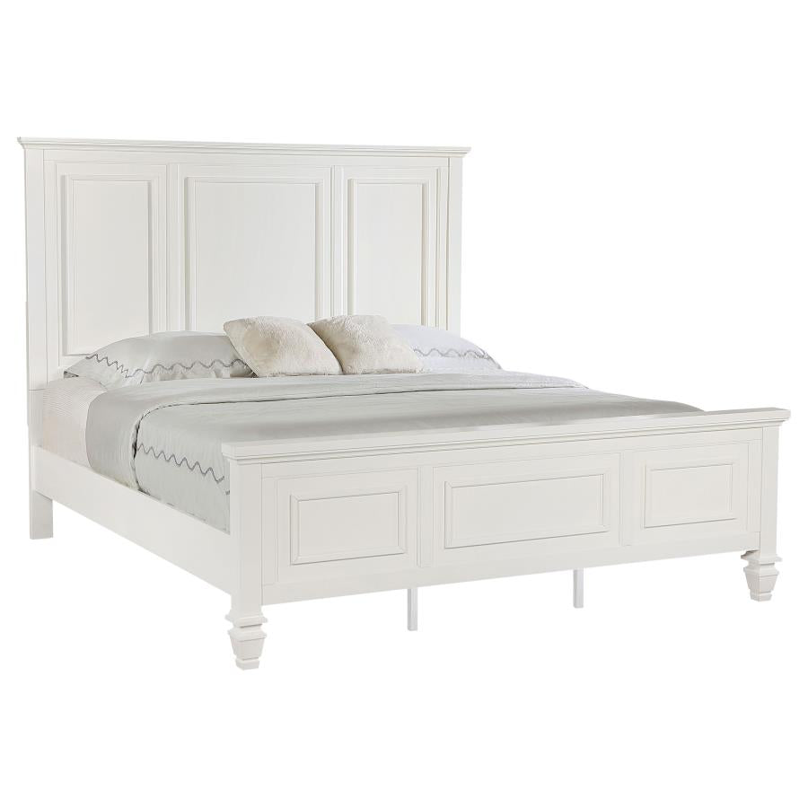 Sandy Beach 63-inch Eastern King Wood Panel Bed Cream White-3