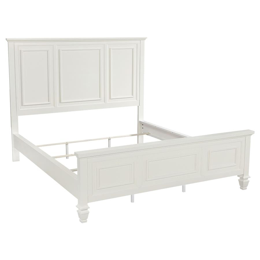 Sandy Beach 63-inch California King Panel Bed Cream White-1