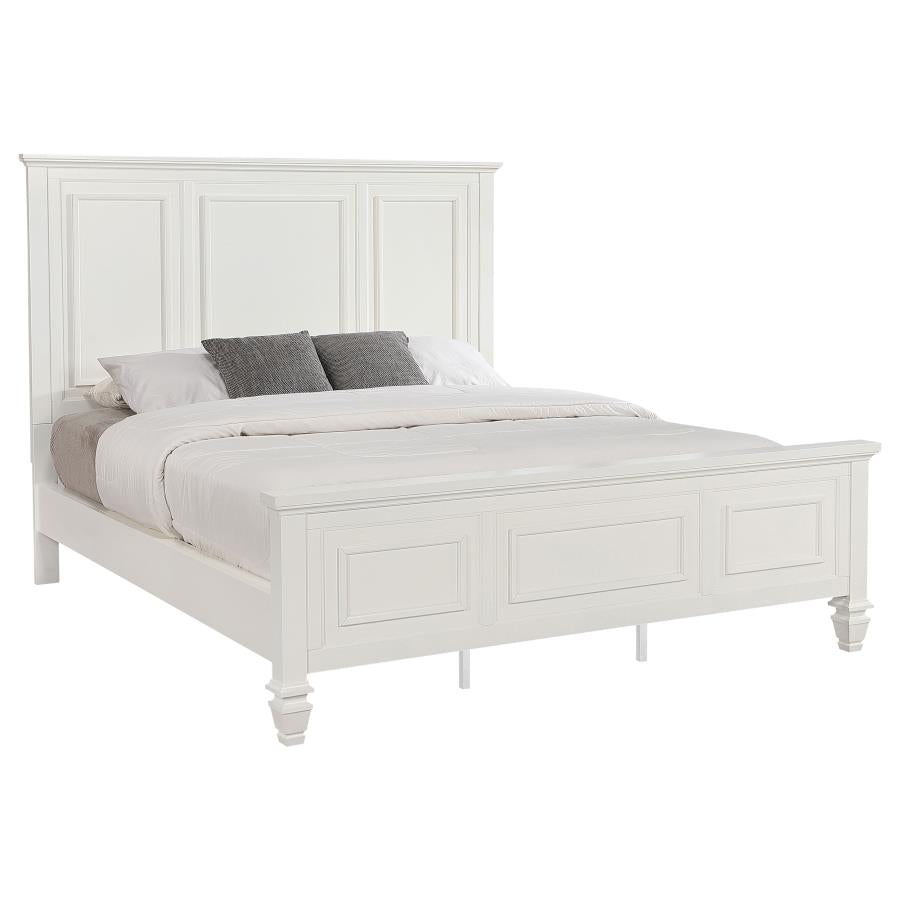 Sandy Beach 63-inch California King Panel Bed Cream White-3