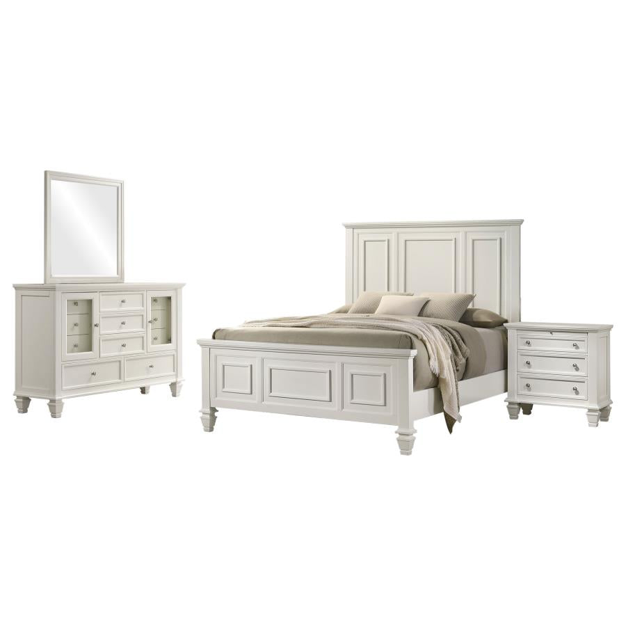 Sandy Beach 4-piece Queen Bedroom Set Cream White-2