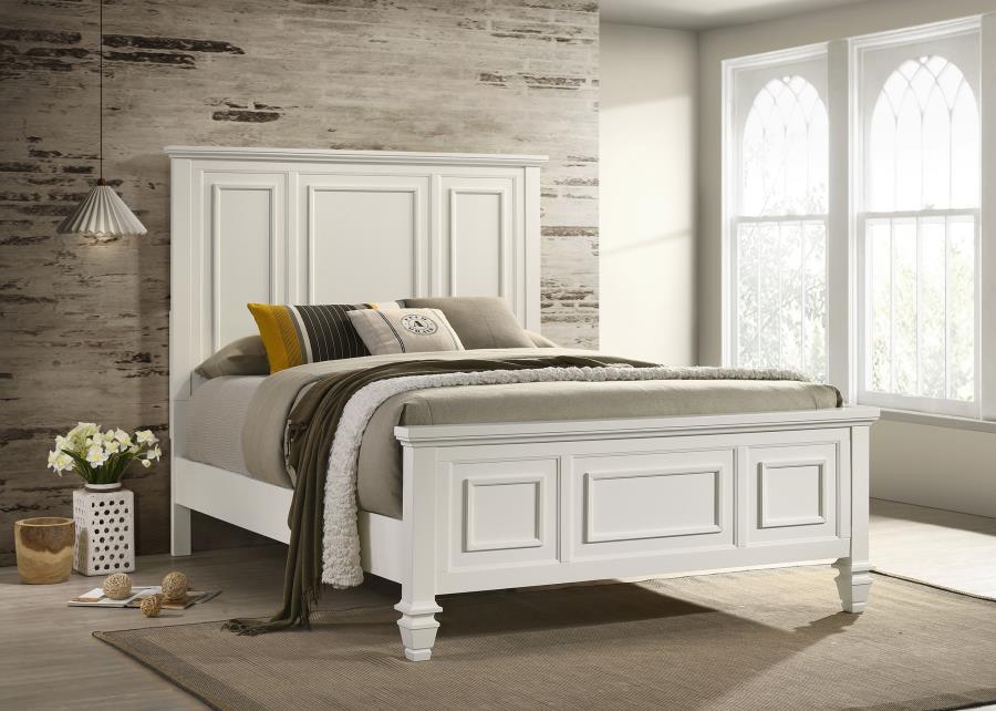 Sandy Beach Wood Queen Panel Bed Cream White-zoom-2