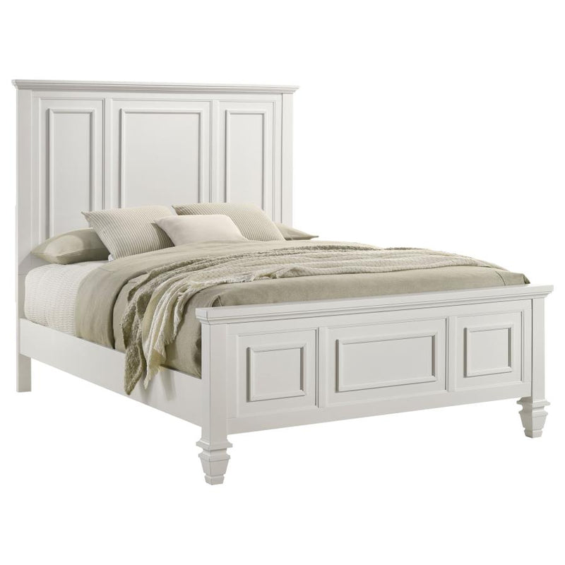 Sandy Beach Wood Queen Panel Bed Cream White-zoom-
