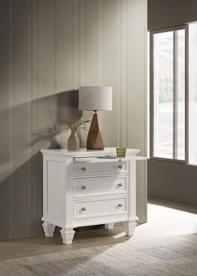 Sandy Beach 3-drawer Nightstand Cream White-zoom-