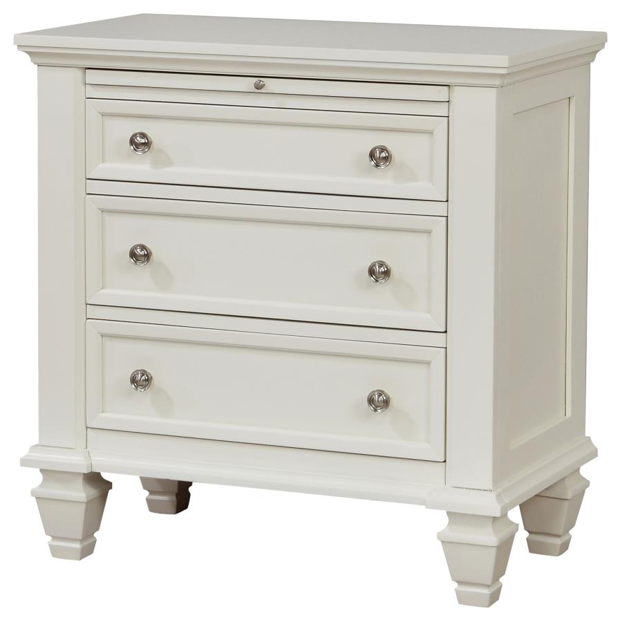 Sandy Beach 3-drawer Nightstand Cream White-4