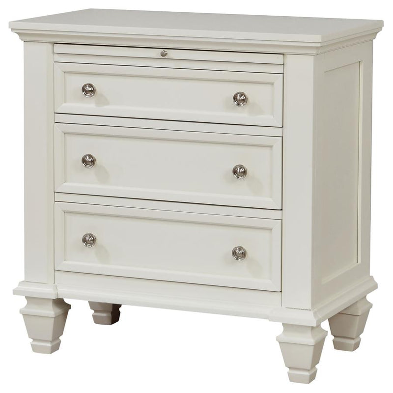 Sandy Beach 3-drawer Nightstand Cream White-zoom-