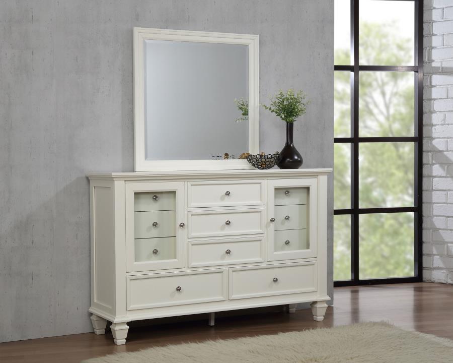 Sandy Beach 11-drawer Dresser with Mirror Cream White-2