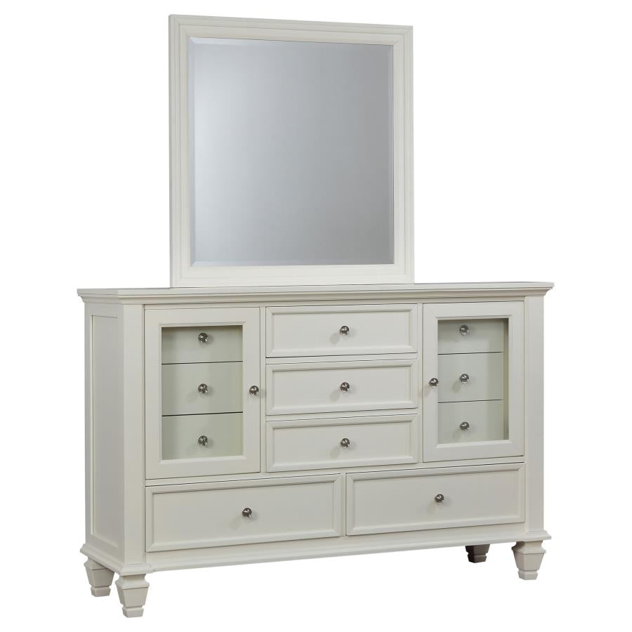 Sandy Beach 11-drawer Dresser with Mirror Cream White-zoom-1