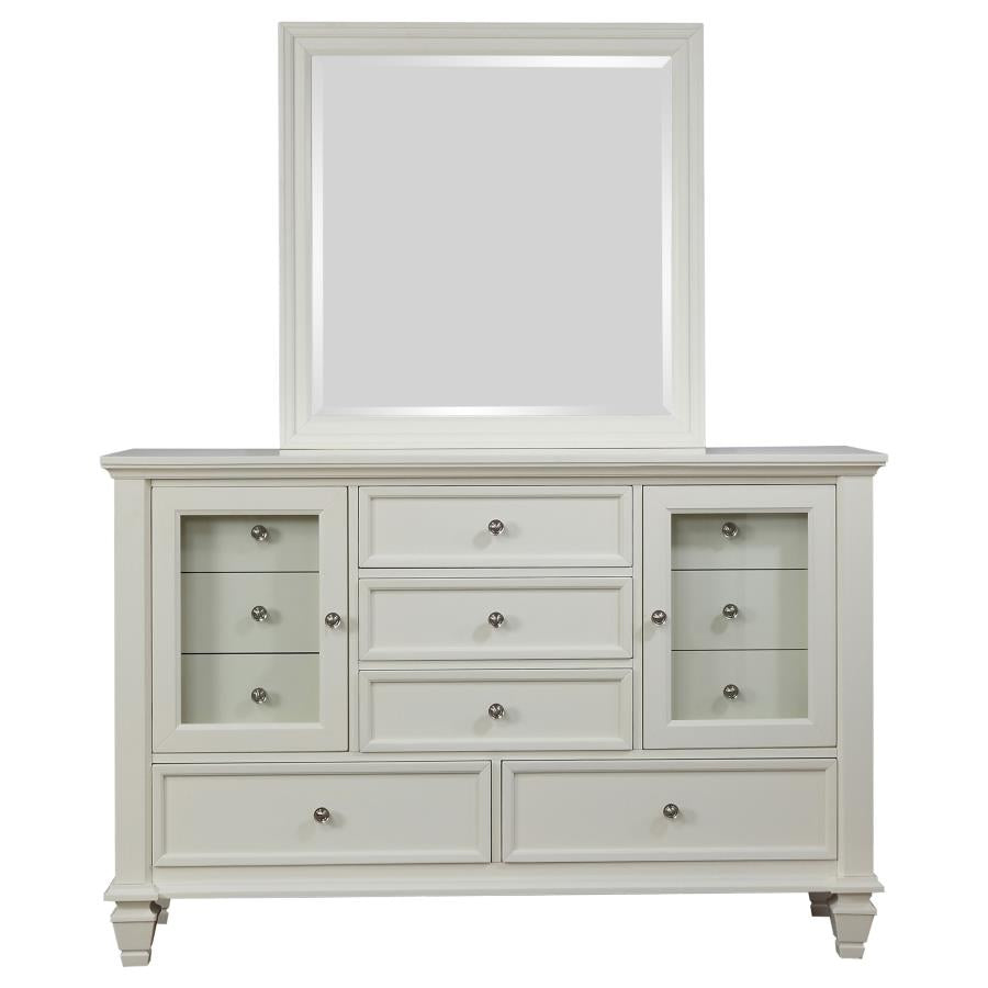 Sandy Beach 11-drawer Dresser with Mirror Cream White-3