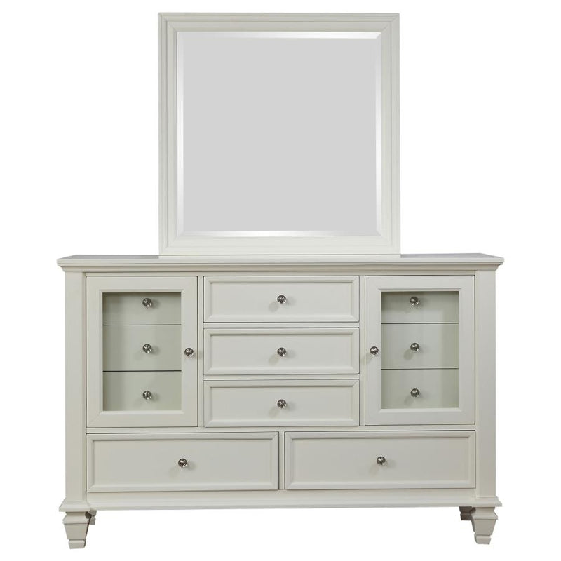 Sandy Beach 11-drawer Dresser with Mirror Cream White-zoom-