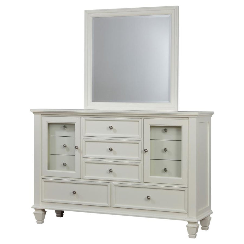 Sandy Beach 11-drawer Dresser with Mirror Cream White-zoom-