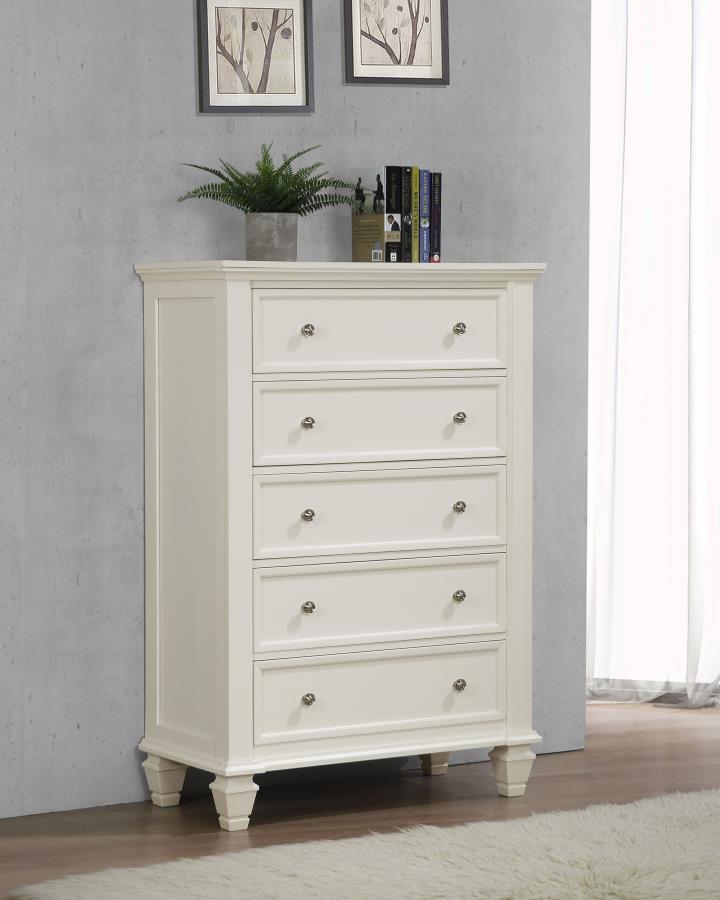 Sandy Beach 5-drawer Bedroom Chest Cream White-zoom-