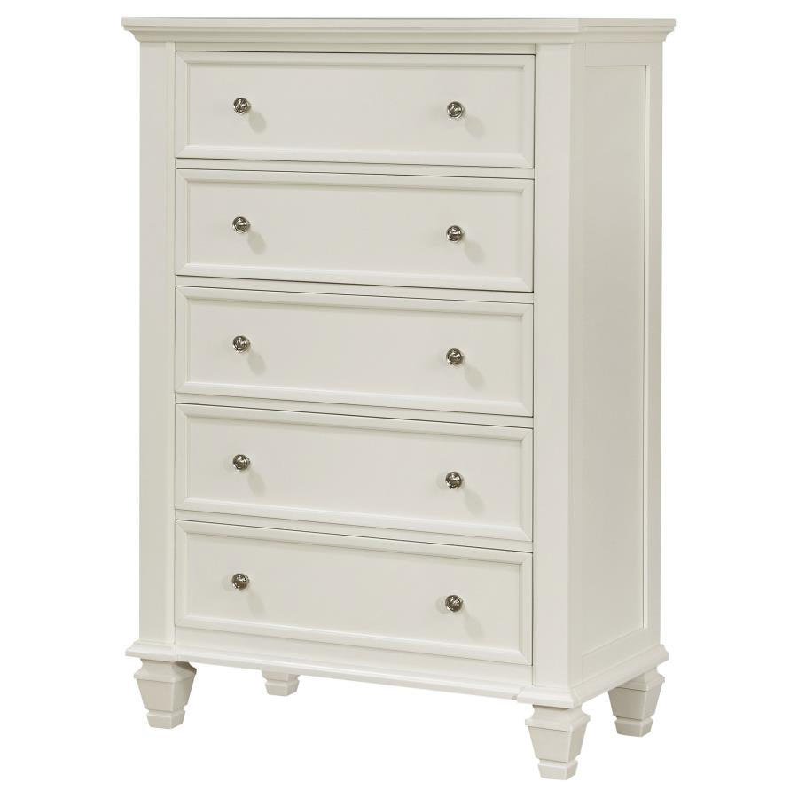 Sandy Beach 5-drawer Bedroom Chest Cream White-zoom-4