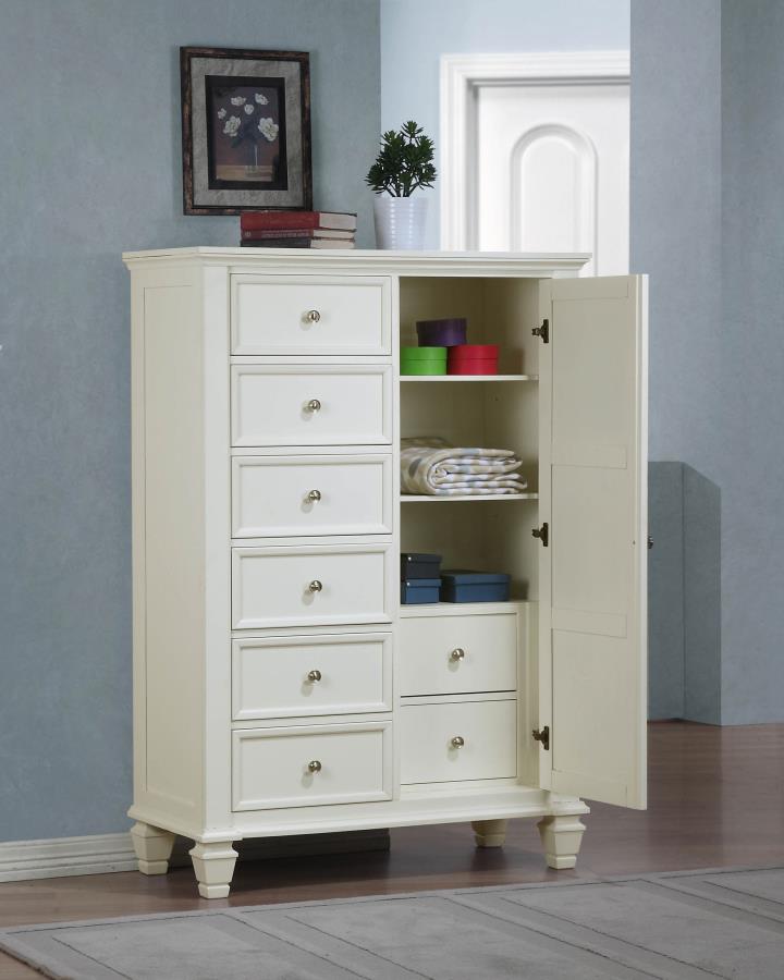 Sandy Beach 8-drawer Door Chest Cream White-zoom-3