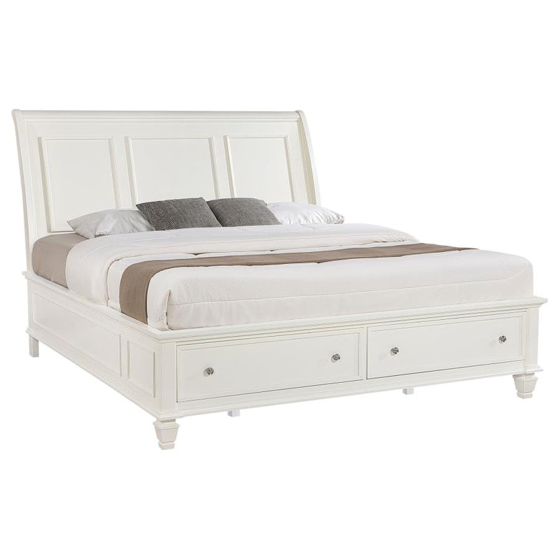 Sandy Beach Wood Eastern King Storage Panel Bed Cream White-zoom-