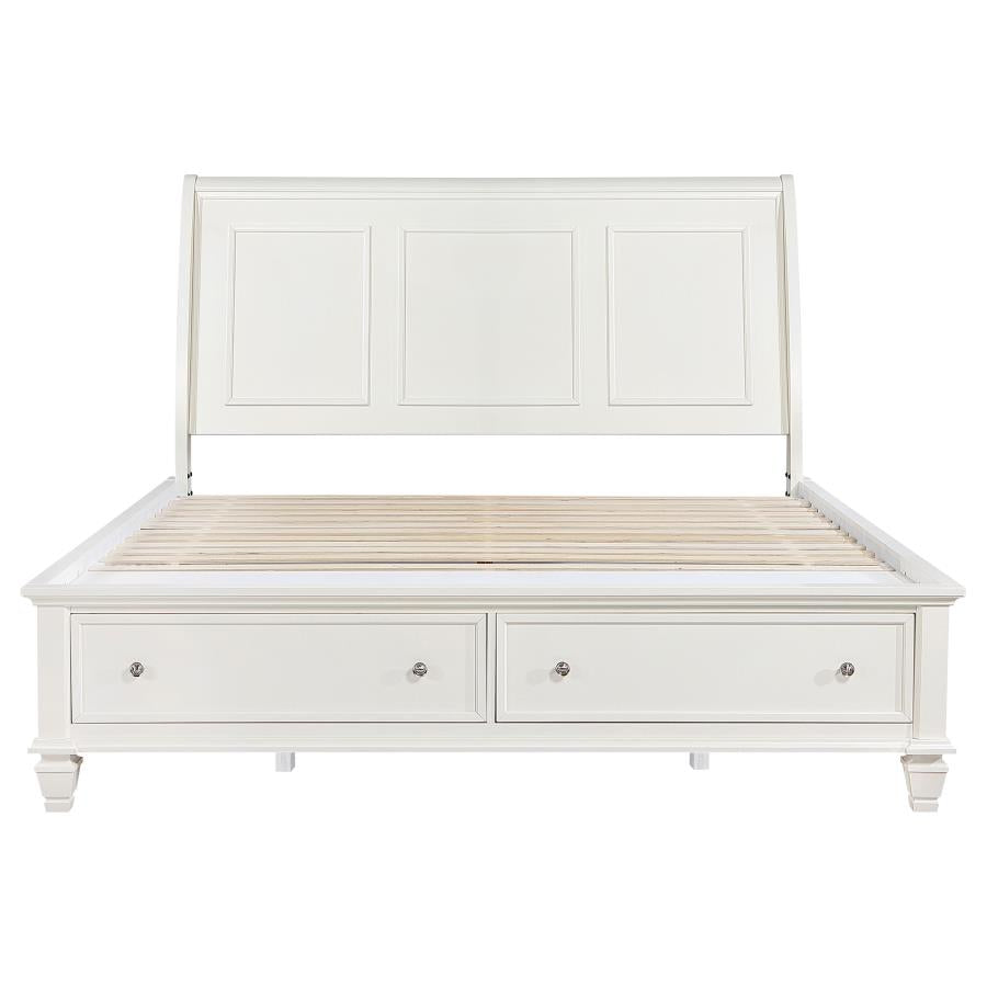 Sandy Beach Wood Eastern King Storage Panel Bed Cream White-4