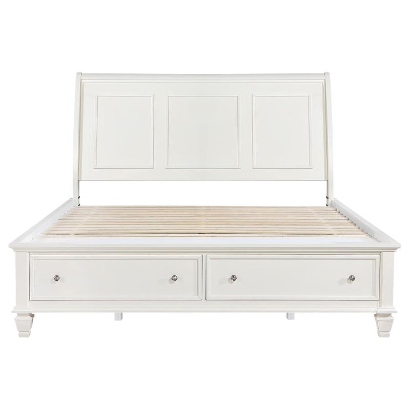 Sandy Beach Wood Eastern King Storage Panel Bed Cream White-zoom-