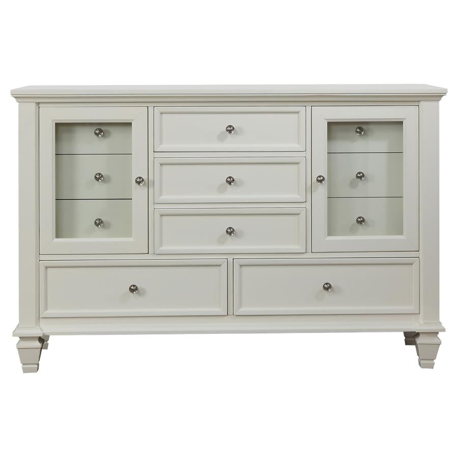 Sandy Beach 4-piece Queen Bedroom Set Cream White-9