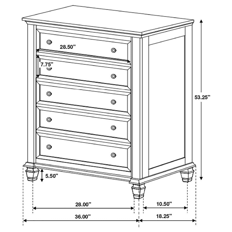 Sandy Beach 5-piece Queen Bedroom Set Cream White-zoom-18