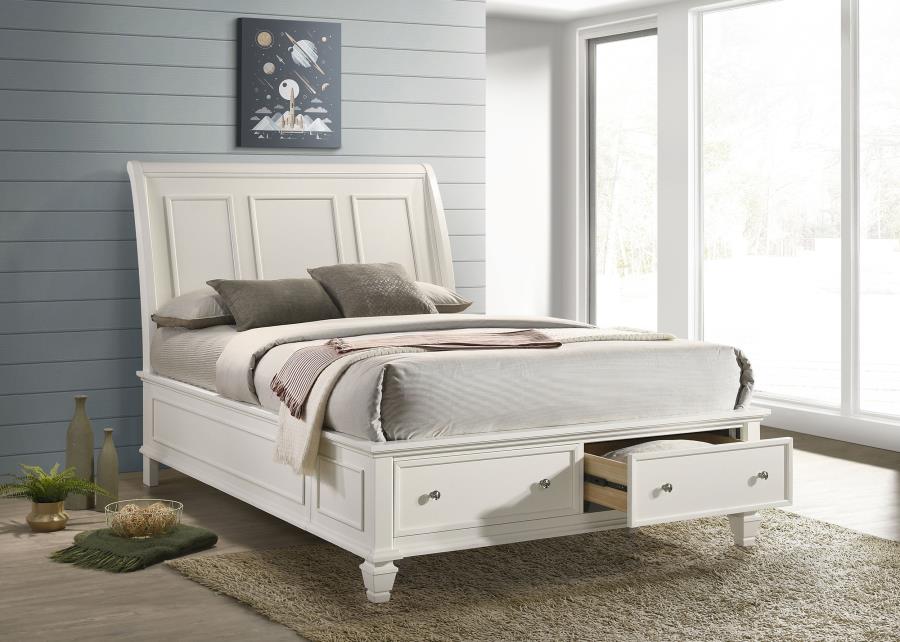 Sandy Beach Wood Queen Storage Panel Bed Cream White-zoom-2