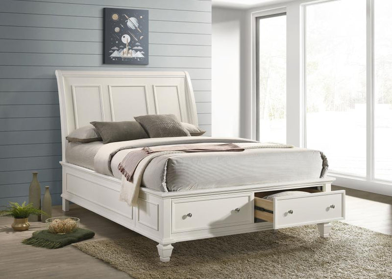 Sandy Beach Wood Queen Storage Panel Bed Cream White-zoom-