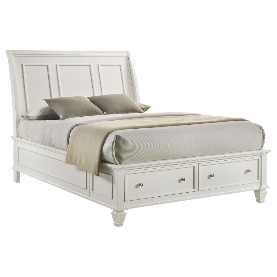 Sandy Beach Wood Queen Storage Panel Bed Cream White-3