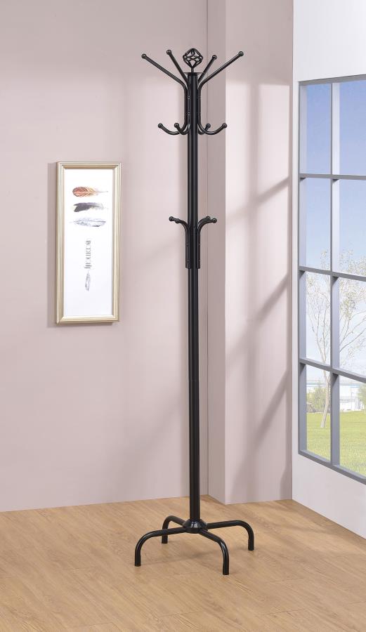 Collier 12 Hook Freestanding Coat Rack Hat Hanger Black-2
