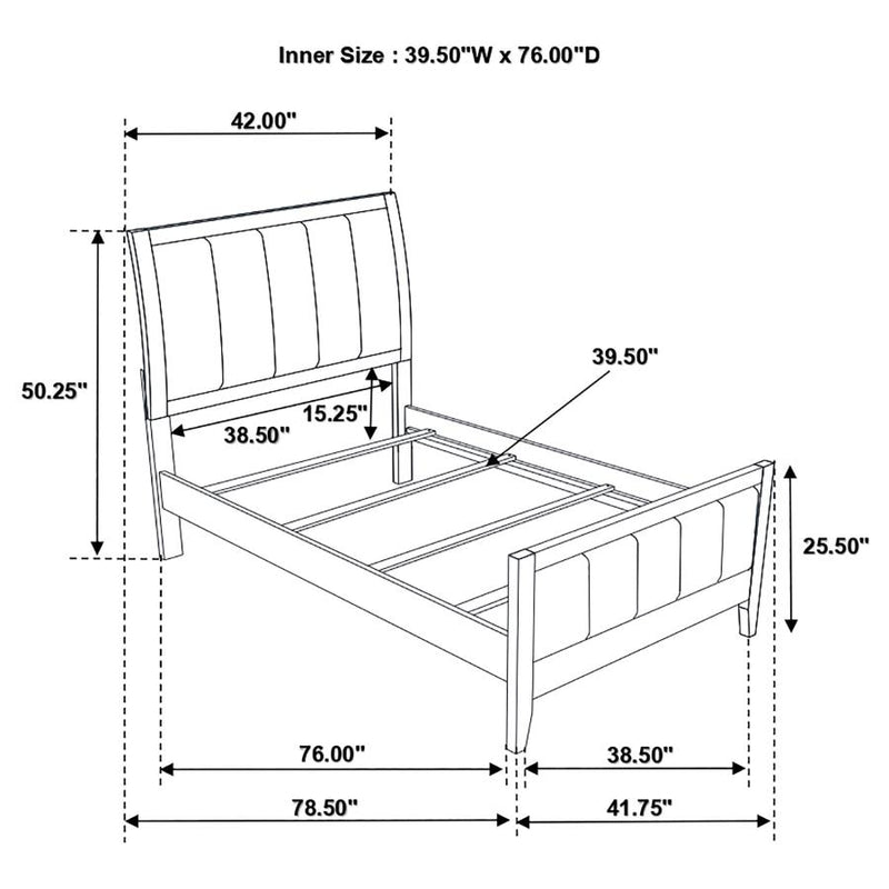 Carlton Wood Twin Panel Bed Cappuccino-zoom-