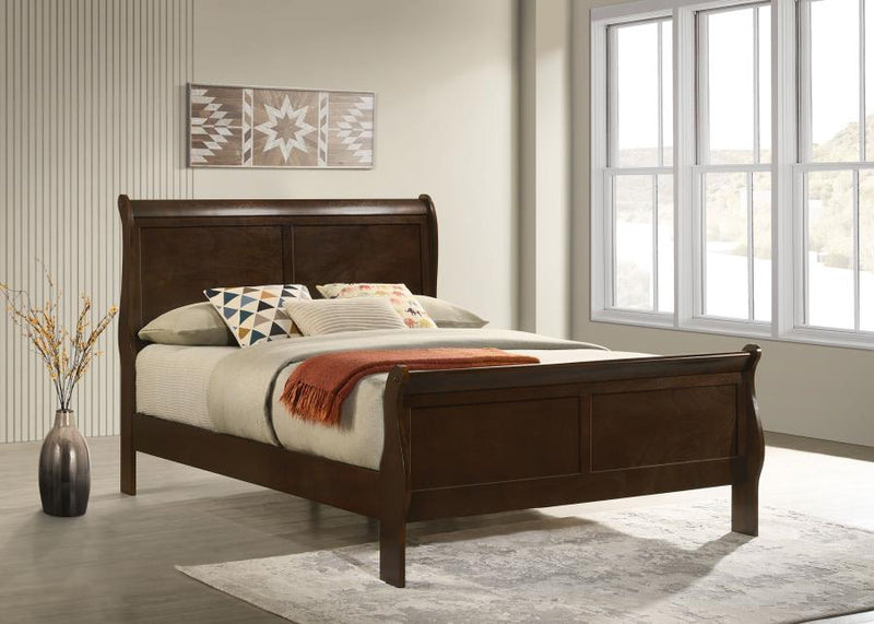 Louis Philippe Wood Full Sleigh Bed Cappuccino-zoom-