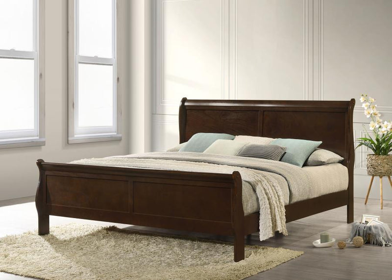 Louis Philippe Wood Eastern King Sleigh Bed Cappuccino-zoom-