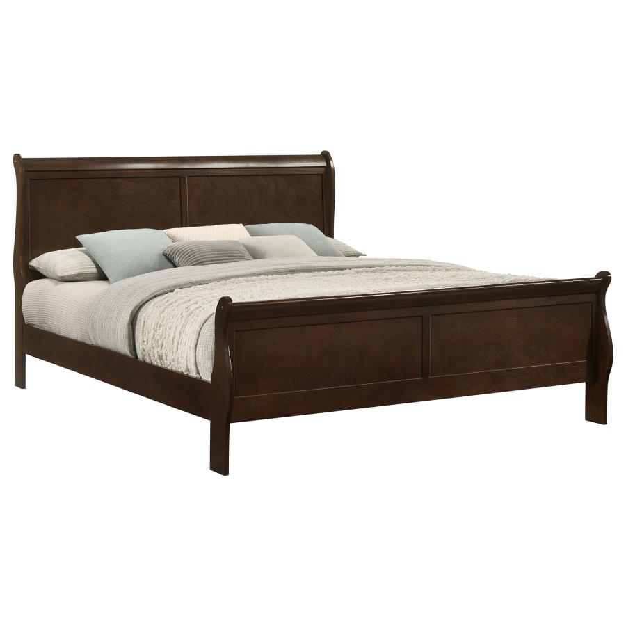 Louis Philippe Wood Eastern King Sleigh Bed Cappuccino-zoom-3