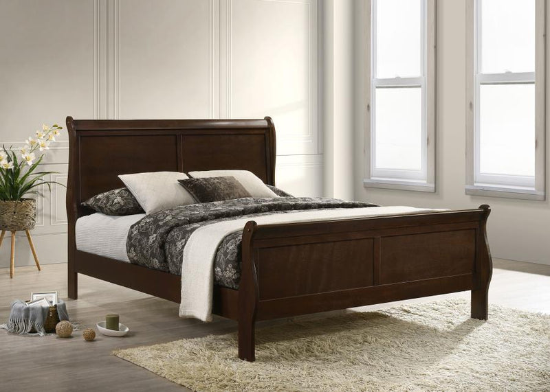 Louis Philippe Wood Queen Sleigh Bed Cappuccino-zoom-